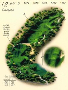 Ventana Canyon Golf Hole 12 Overview Map - Canyon Course