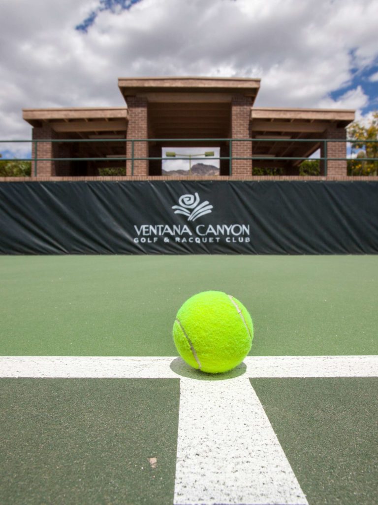 tennis ball on tennis court