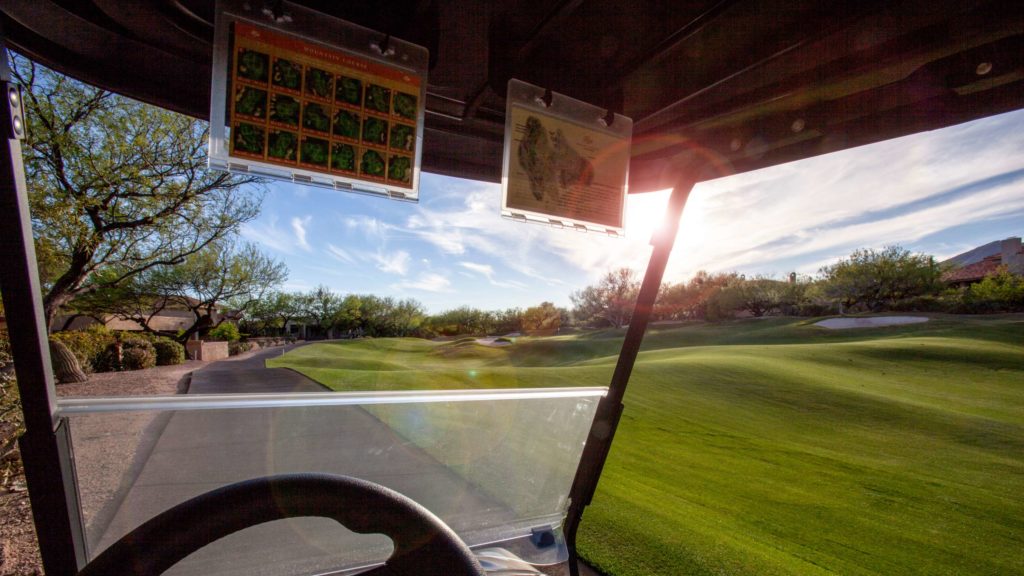 Golf cart on path