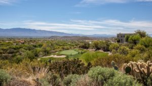 Golf green in desert