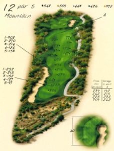 Ventana Canyon Golf Hole 12 Overview Map - Mountain Course