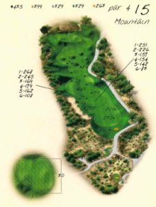 Ventana Canyon Golf Hole 15 Overview Map - Mountain Course