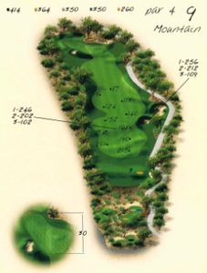 Ventana Canyon Golf Hole 9 Overview Map - Mountain Course